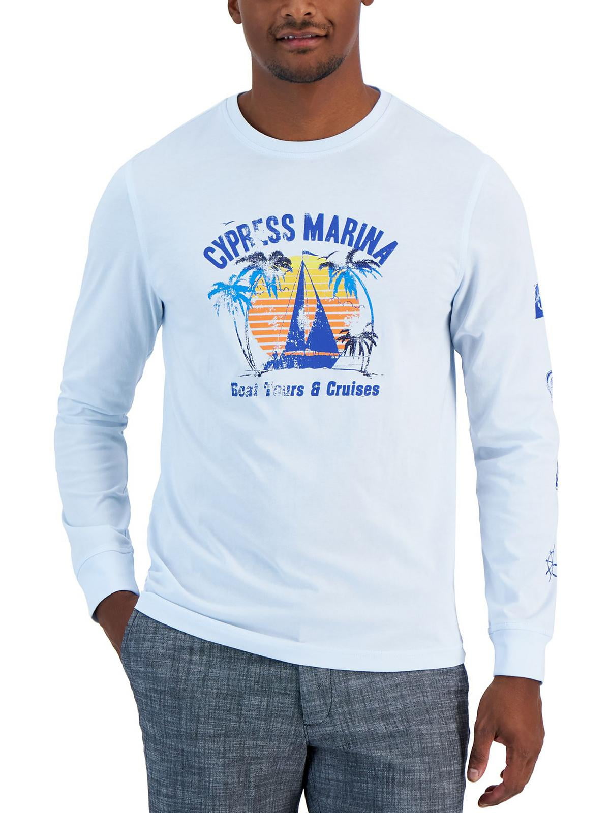 Club Room Mens Cypress Marina Cotton Crewneck Graphic T-Shirt White Size XXL