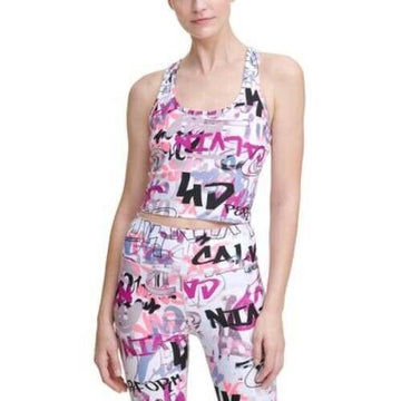 Calvin Klein Womens Printed Racerback Cropped Tank Top White Size XS MSRP $50