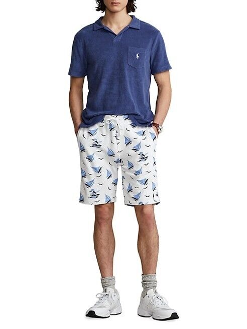 Polo Ralph Lauren Terry Sailboat Athletic Shorts White Size S MSRP $99