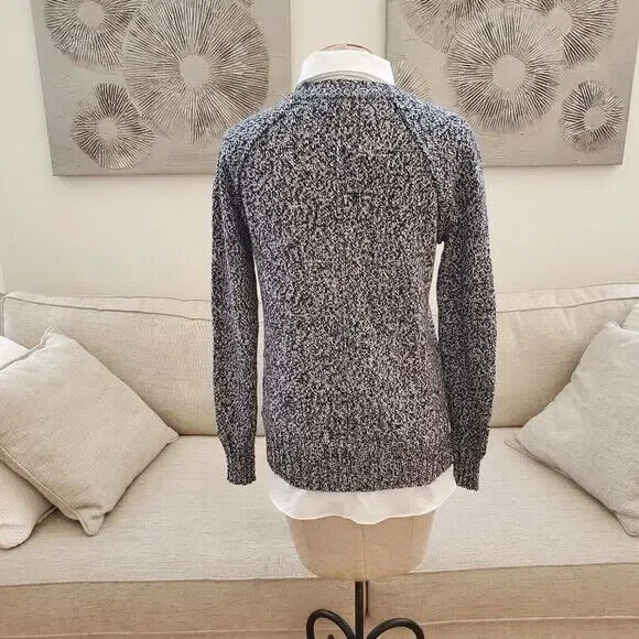 Lauren Ralph Lauren Womens Layered Cotton-Blend Sweater Black/Cream Size M