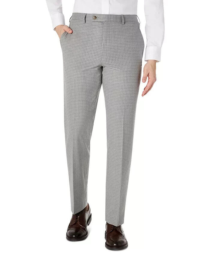 LAUREN RALPH LAUREN Classic-Fit Gray Grid Dress Pants Gray Plaids Size 40X30 $95