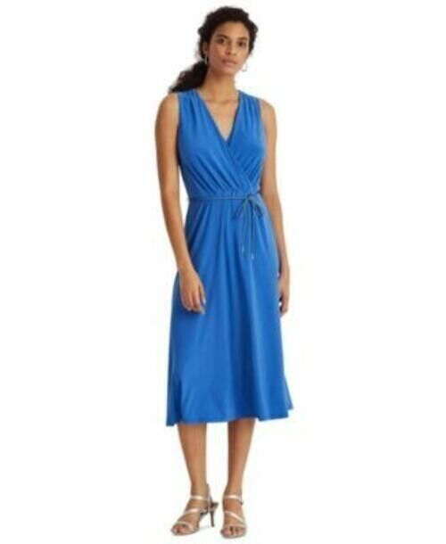 Lauren Ralph Lauren Jersey Sleeveless Dress Size 14 Blue MSRP $145