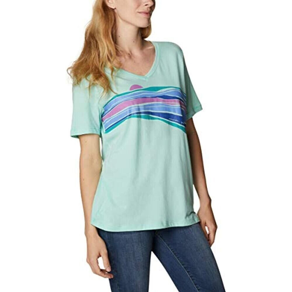 Columbia Women's Plus Size Bluebird Day Relaxed VNeck Top Green Size 2X MSRP $36