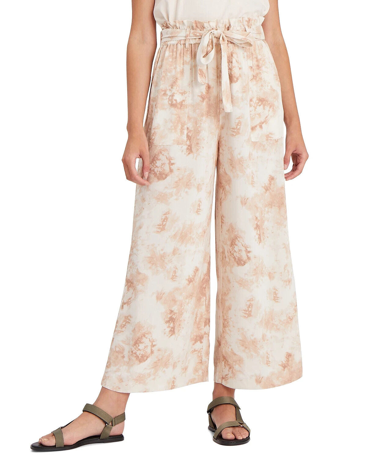 Sanctuary womens High Tide Floral-Print Cropped Pants Beige Size XS MSRP $129