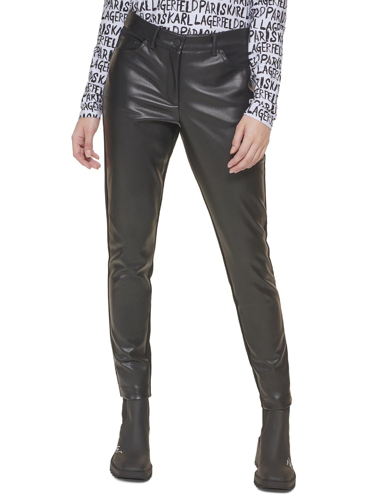 Karl Lagerfeld Paris Womens Faux Leather High Rise Skinny Pants Black Size 6