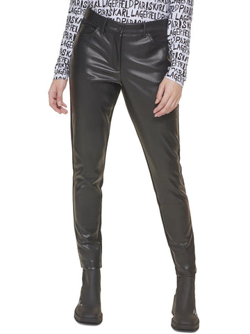 Karl Lagerfeld Paris Womens Faux Leather High Rise Skinny Pants Black Size 6