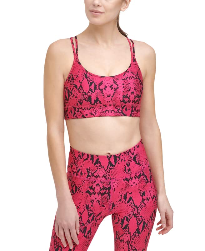 DKNY Sport Women's Snake-Embossed Sports Bra Tank Top (Pink, X-Small