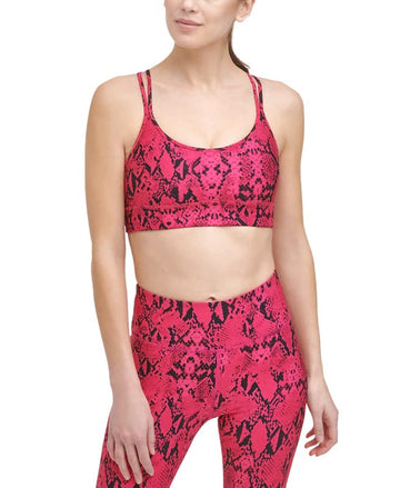 DKNY Sport Women's Snake-Embossed Sports Bra Tank Top (Pink, X-Small