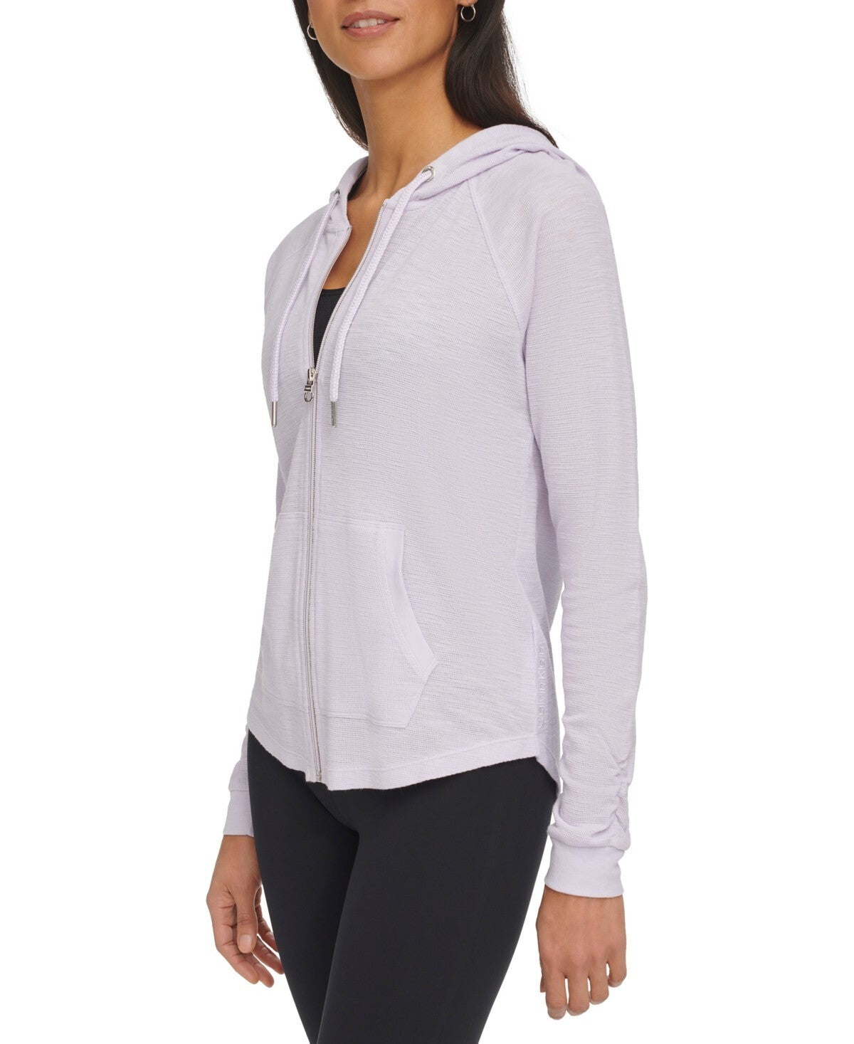 Calvin Klein Performance Ruched-Sleeve Zip Hoodie PURPLE Size 2X MSRP $59