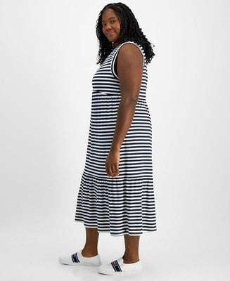 Tommy Hilfiger Striped Sleeveless Blue Sky Captain Ivory Plus Size 3X MSRP $99