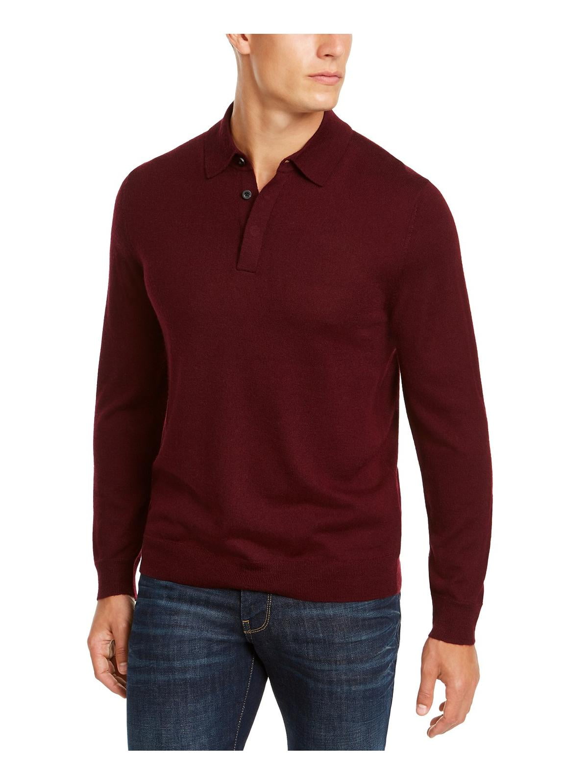 Club Room Mens Merino Wool Blend Polo Pullover Sweater Red Size M