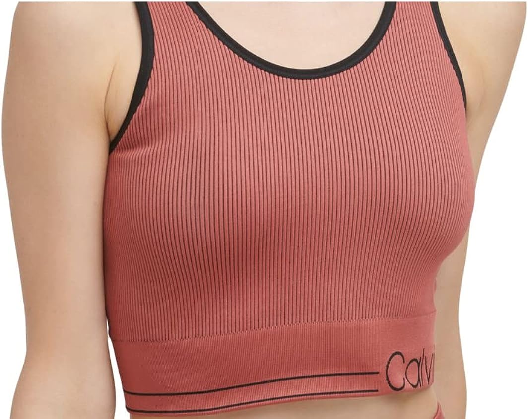 Calvin Klein Performance Women's Medium-Impact Crop Top (Clay Brown, Size S)
