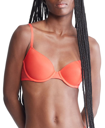 Calvin Klein Sheer Marquisette Lined Demi Bra Orange Odyssey Red Size 34B