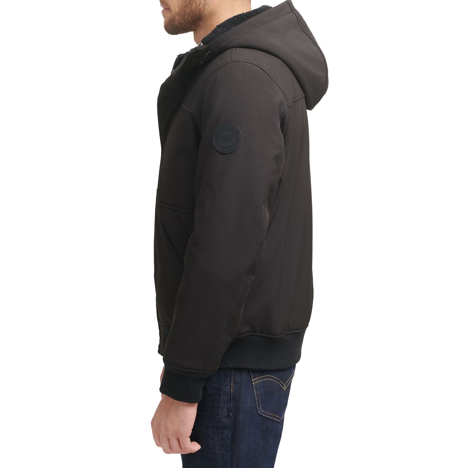 Levi Strauss & Co. Mens Sherpa Lined Hooded Soft Shell Jacket Black Size XL