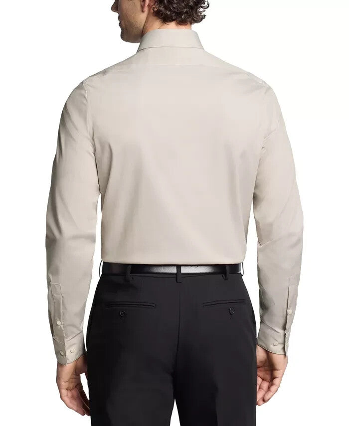 Calvin Klein Steel Plus Slim Fit Modern Dress Shirt Beige Size 17x34/35 MSRP $85