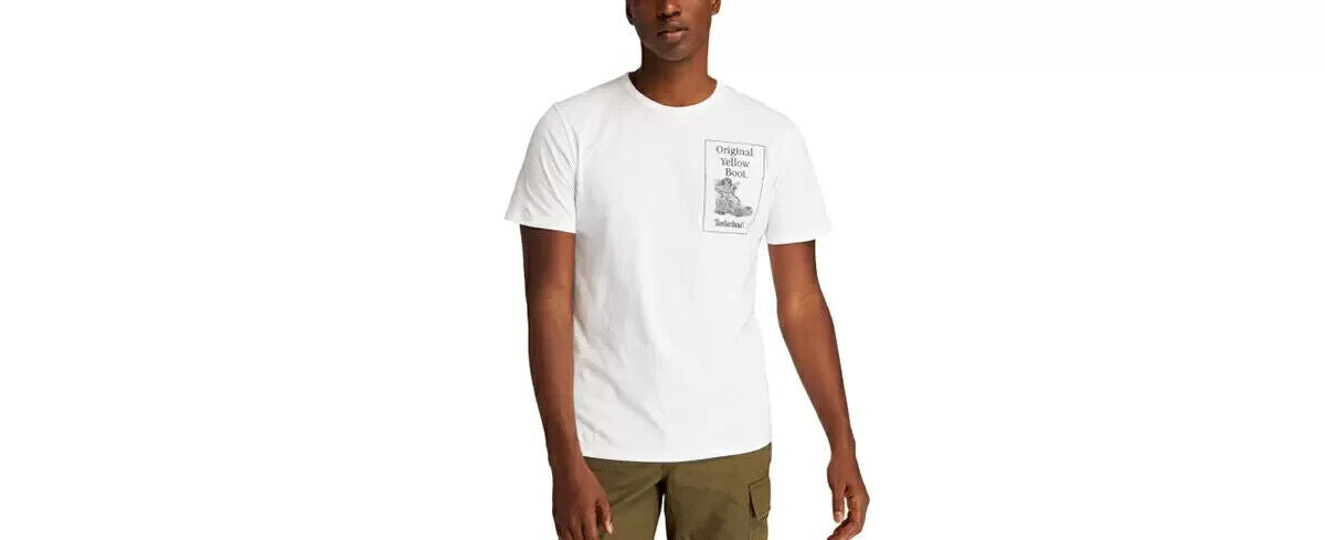 TIMBERLAND Men's Archive Original Yellow Boot Logo Graphic T-Shirt White Size S