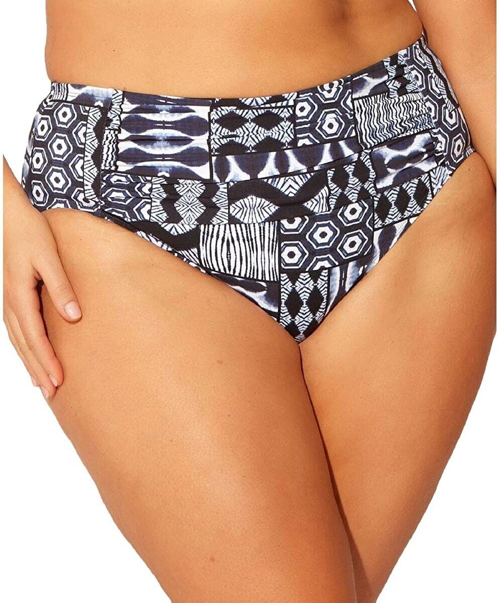 Bleu by Rod Beattie Mixed Print Plus Size Bikini Bottoms Swimsuit Black 22W $65
