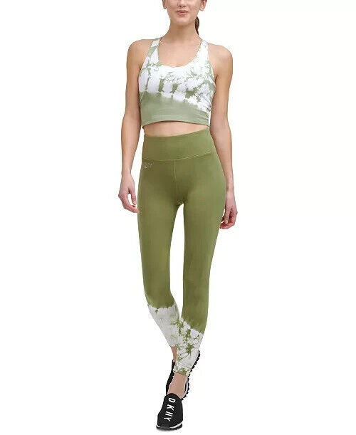 DKNY Sport Womens Tie-Dyed-Hem 7/8 Leggings Green Size S MSRP $60