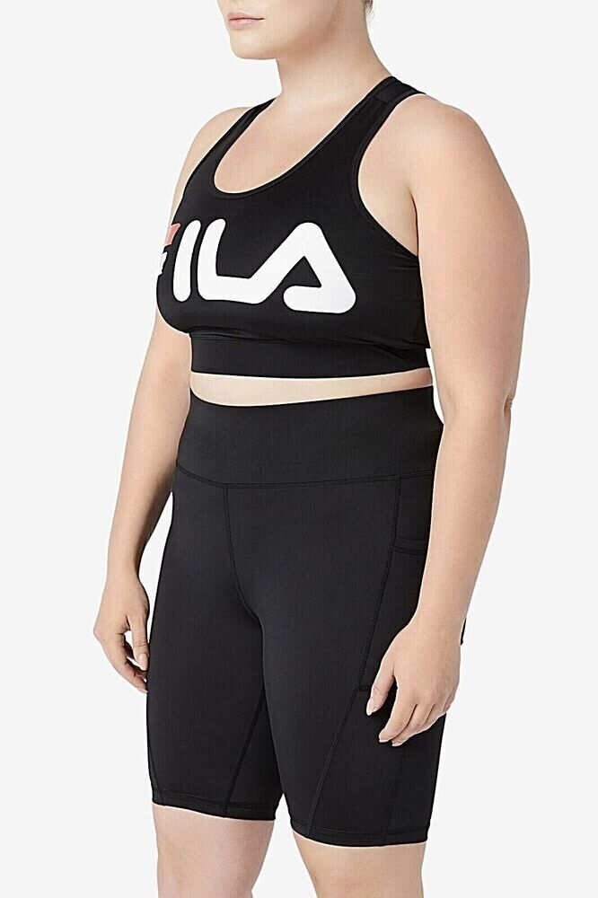 Fila Women's Plus Treasure Chest Graphic Sports Bra Black Size 3X