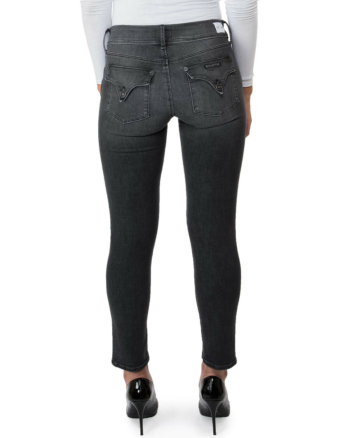 Hudson Jeans Women Collin Skinny Jeans Charcoal Black Size 32