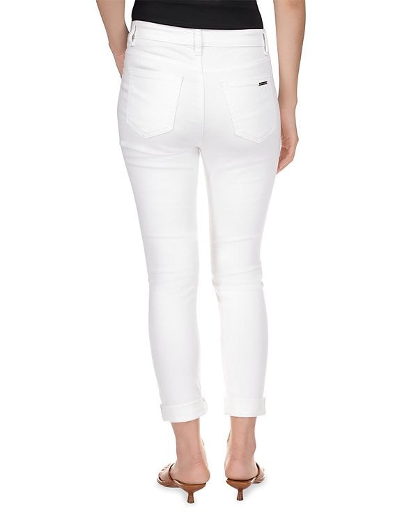 Michael Kors Izzy Roll-Hem Denim Skinny Jeans White Size 10 MSRP $110