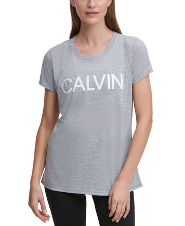 Calvin Klein Womens Performance Logo T-Shirt Gray Size S