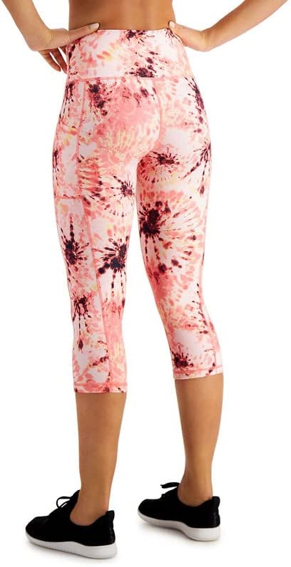 Ideology Women's Performance Printed Cropped Leggings (Dye Peachberry, X-Large)