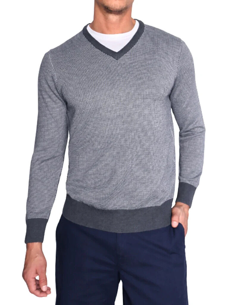 TAILORBYRD MELANGE BIRDSEYE V-NECK SWEATER Gray Size M