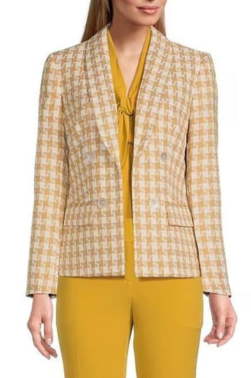 Kasper Tweed Shawl Collar Faux Jacket pockets Yellow BTTRSTCH, Size: 4