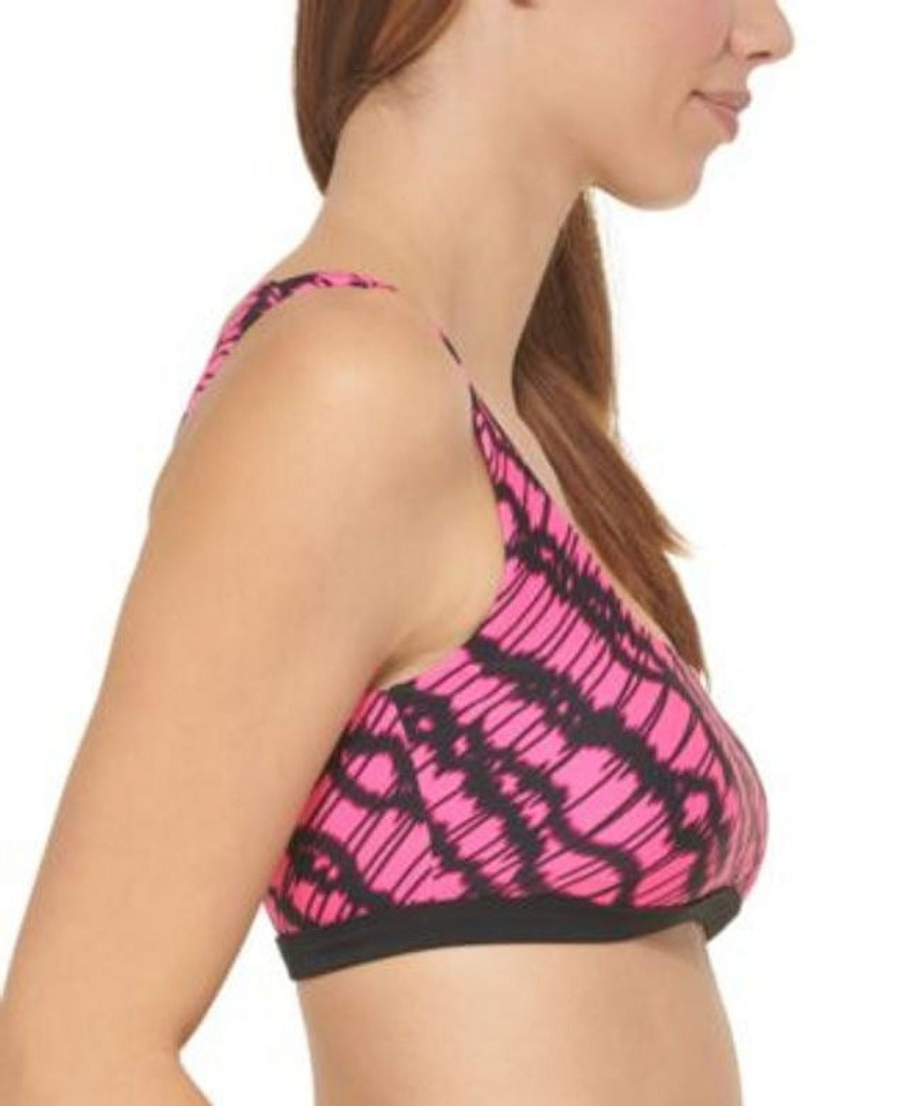 DKNY NEON PINK Printed Square-Neck Bikini Swim Top US Size XS