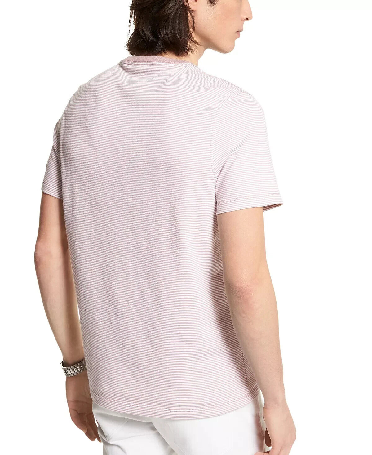 MICHAEL KORS Men's Stripe-Print Shirt Mauve Purple Size L MSRP $60