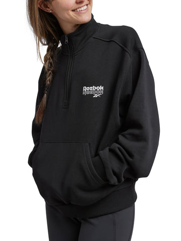 Reebok Womens Pocket Cotton Sweatshirt Black Size XL