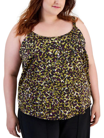 Bar III Womens Plus Scoop Neck Tank Shell Brown Size 1X