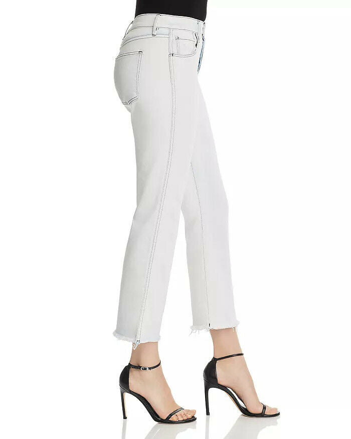 3x1 Austin High Rise Straight Crop Jeans Size 24 Raw Hem Light Blue MSRP $245