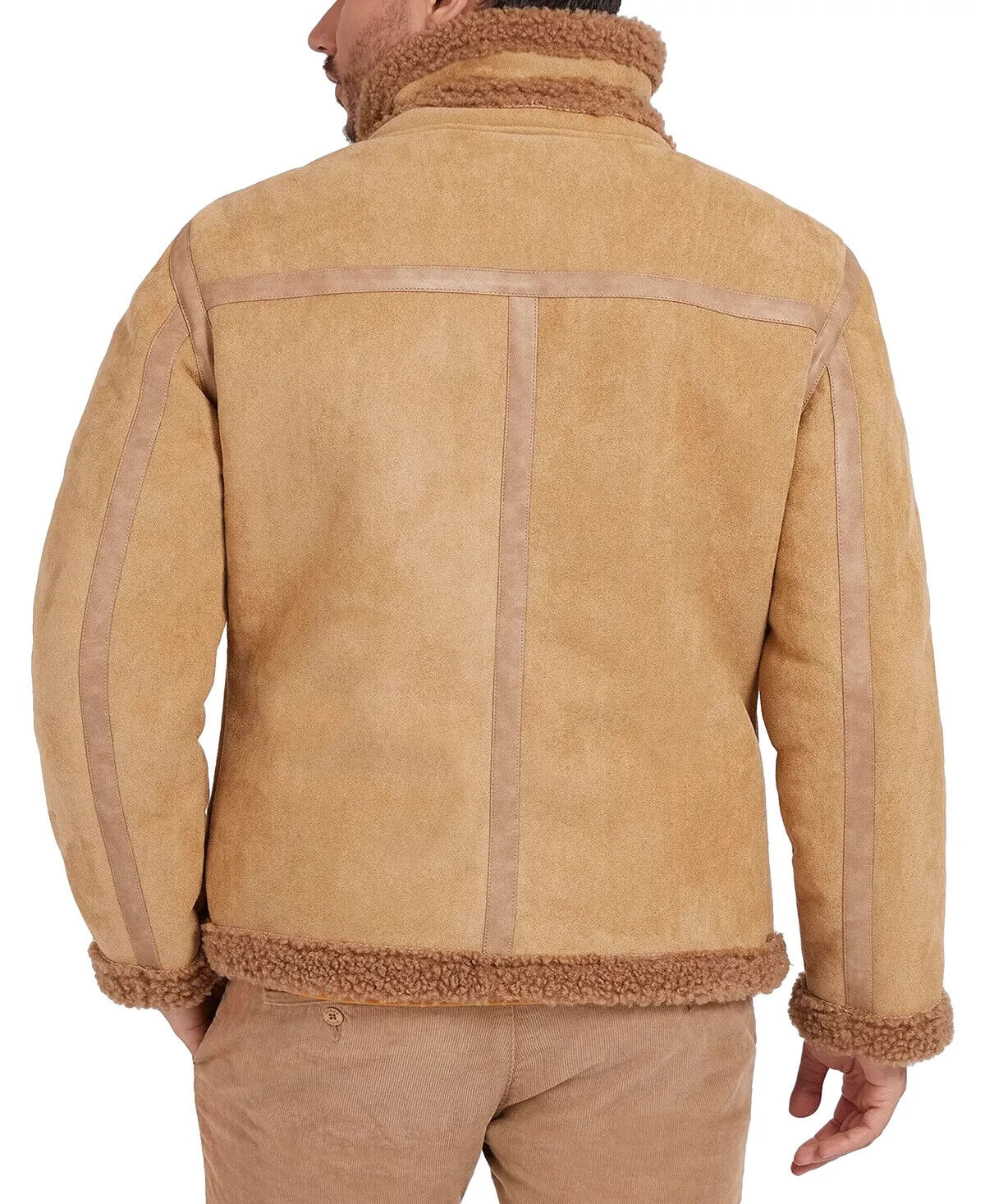 Guess Men's Faux-Shearling Full-Zip Jacket Light Brown Size S MSRP $198