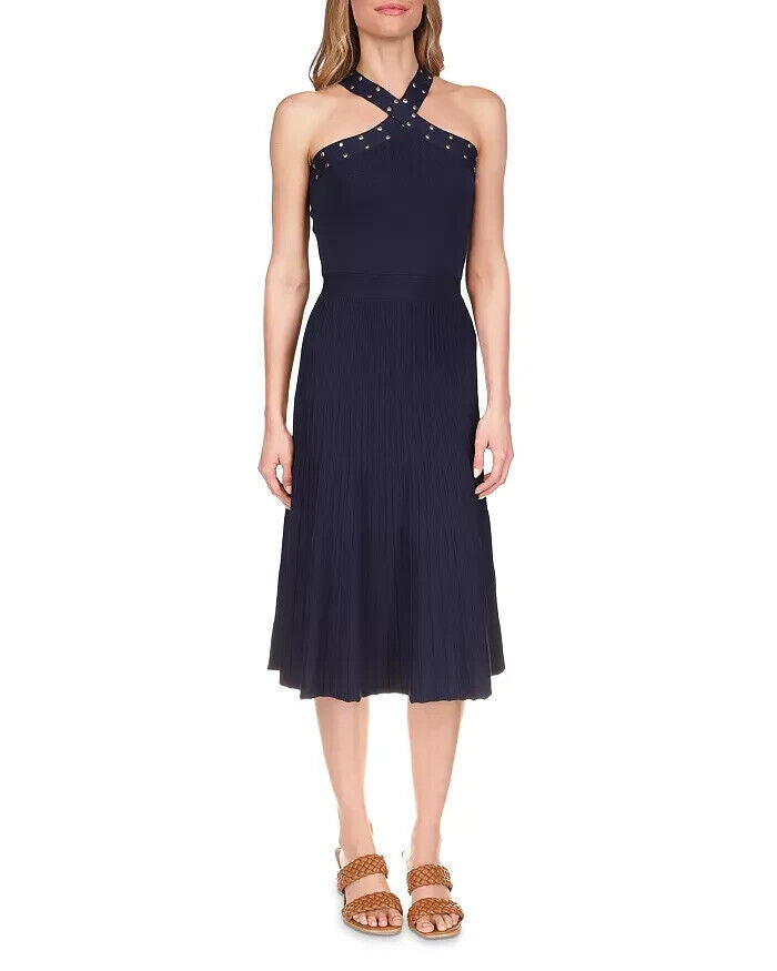Michael Kors Stud Trim Dress Navy Blue Size L MSRP $195