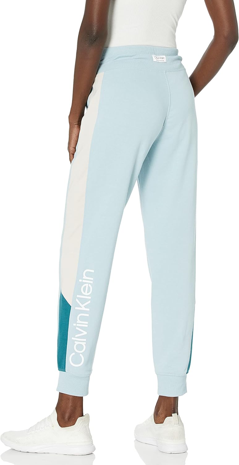 Calvin Klein Performance Women's Colorblock Inset Skinny Jogger, Aquatic, XL