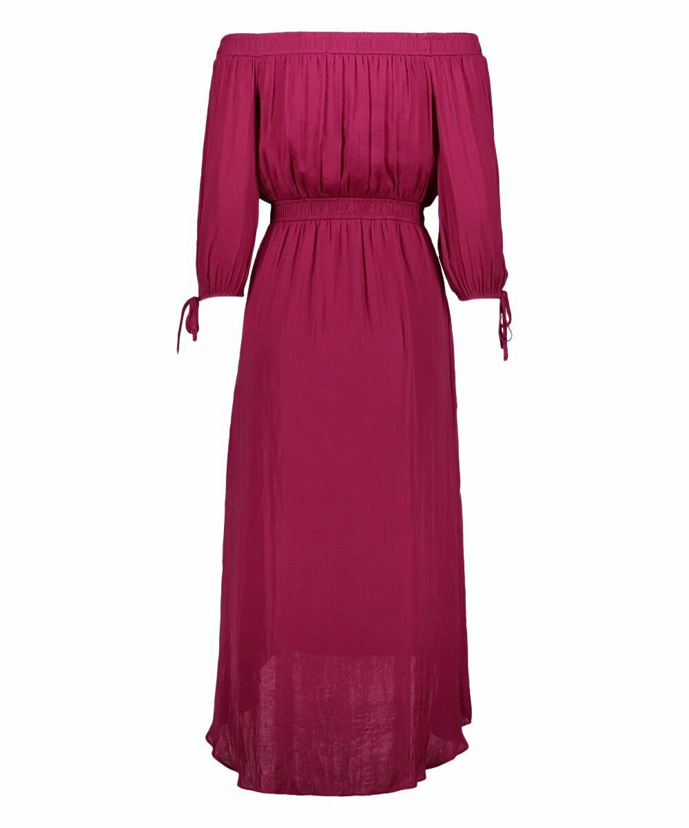 INC Womens Pink Solid 3/4 Sleeve Off Shoulder Dress Purple Size S MSRP $99