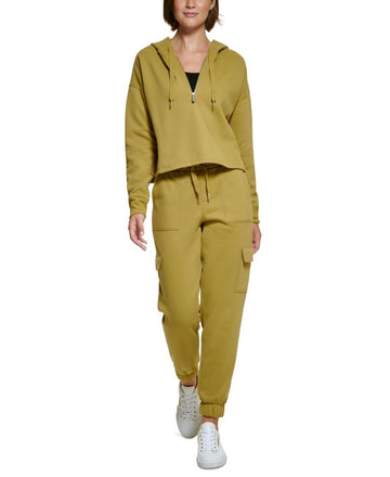 Calvin Klein Performance Women's Zip High-Low Hoodie Olive Green Size L MSRP $60