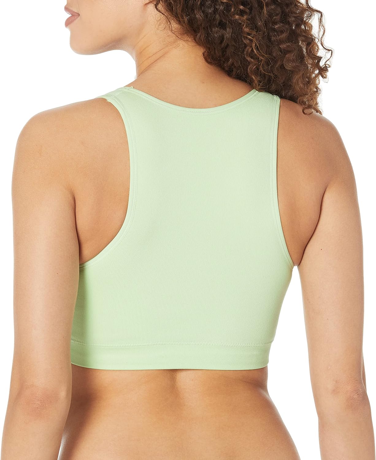 Calvin Klein Thin Rib V-Neck Sports Bra w/ Removable Cups, Key Lime, Medium