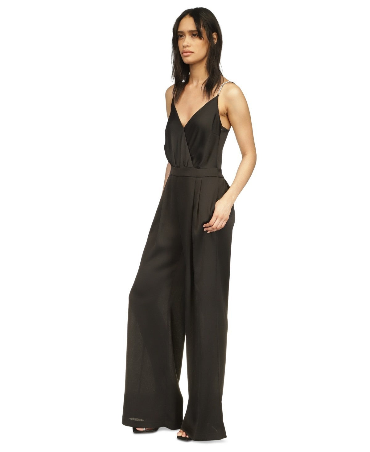 Michael Kors Women's V-Neck Sleeveless Jumpsuit Black Size XL MSRP $195
