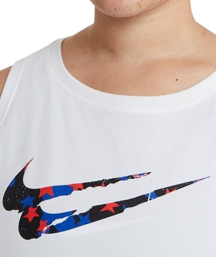 Nike Women's Dri-FIT Plus Swoosh Stars Training Tank Top White Size 2X MSRP $30