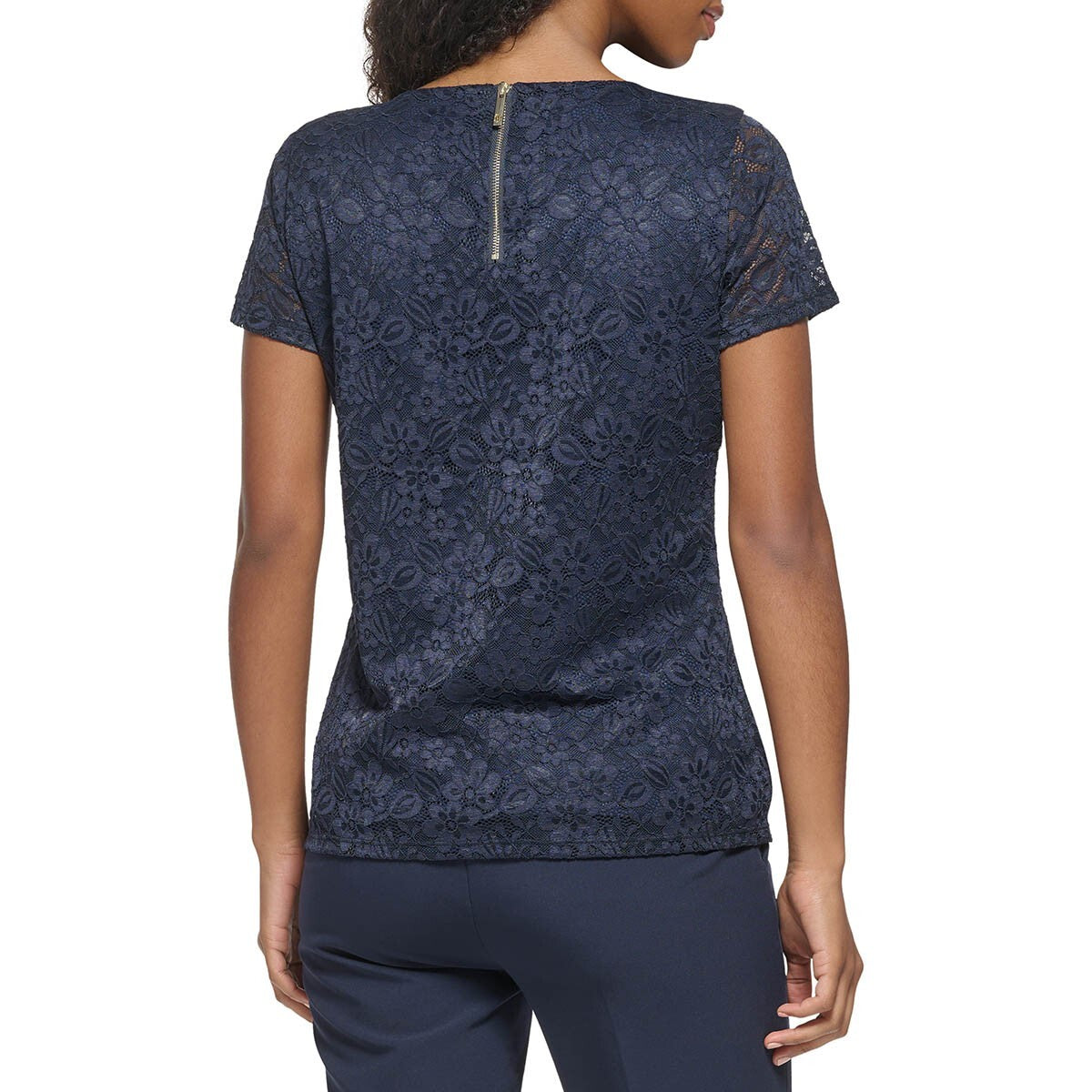 Tommy Hilfiger Women¡¯s Short-Sleeve Lace Top Pink Size XS MSRP $74