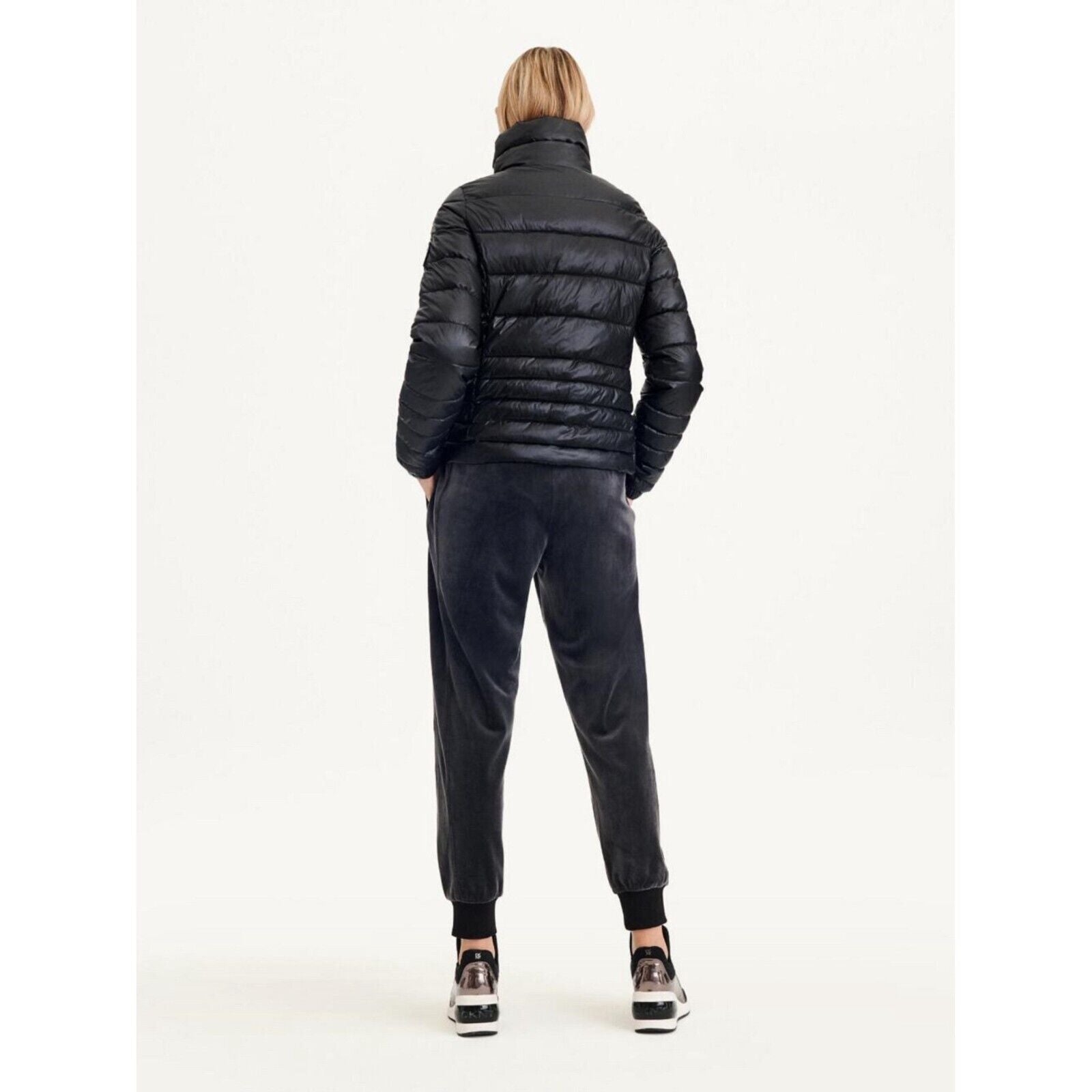 DKNY Sport Womens Lightweight Packable Puffer Jacket Black Size S MSRP $130