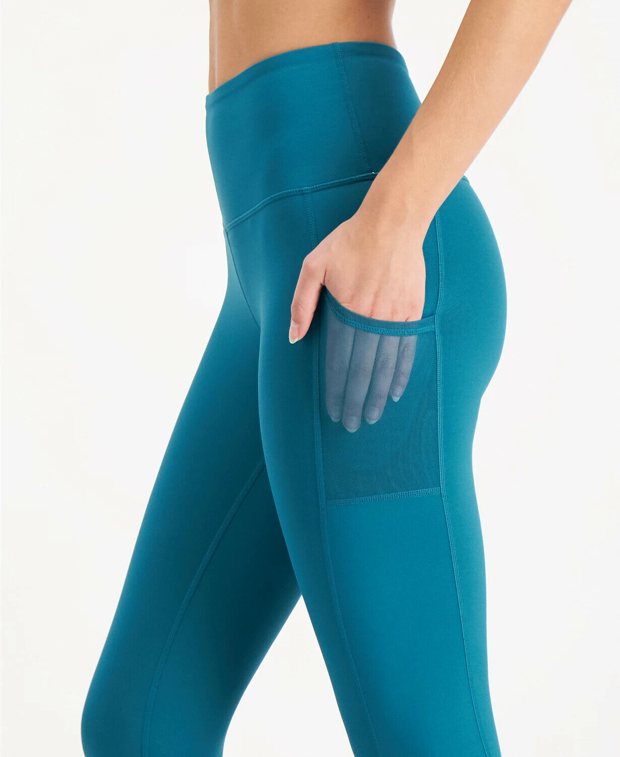 Ideology Mesh-Trimmed 7/8 Leggings womens green Size XS MSRP $40