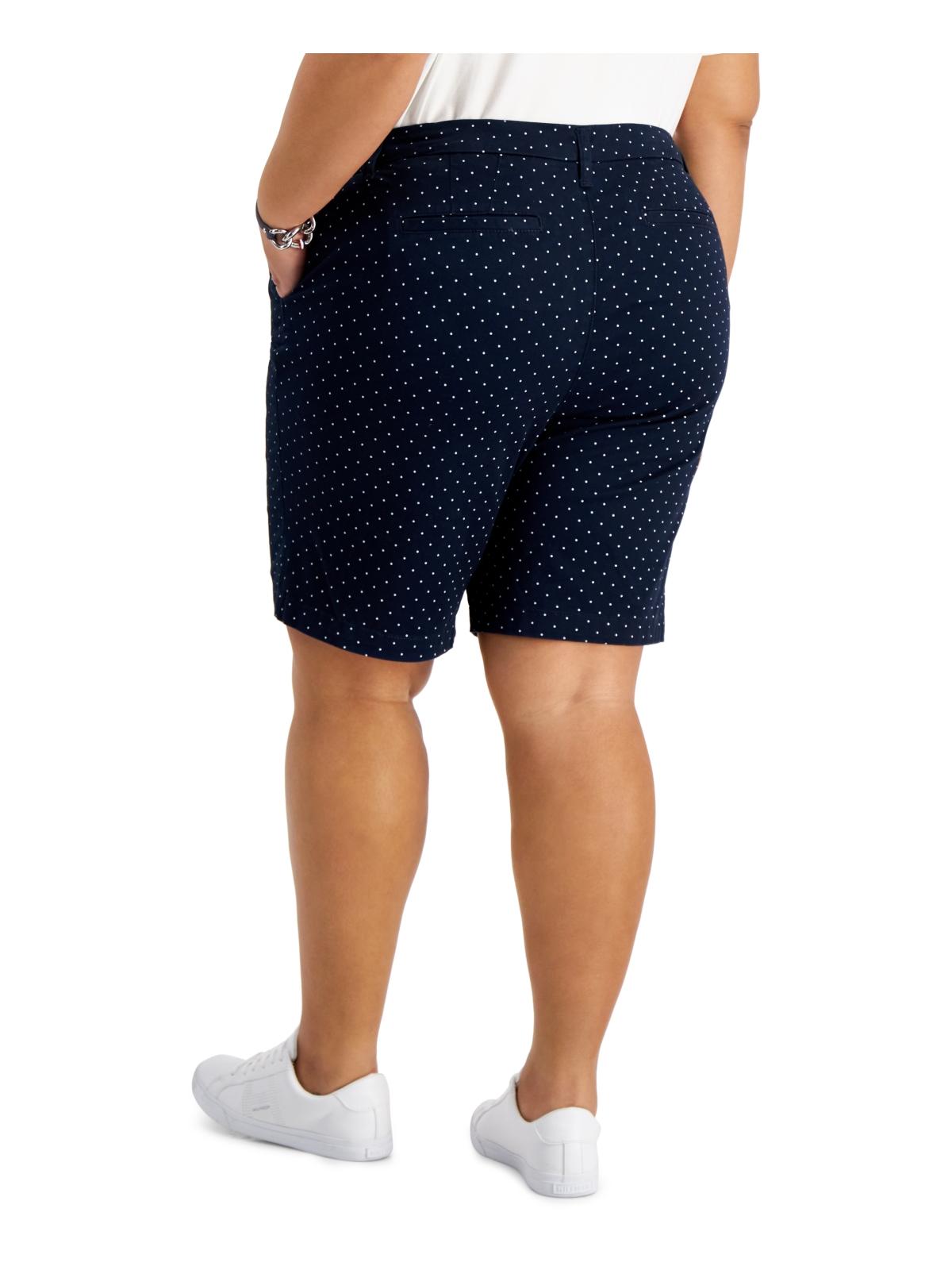 Tommy Hilfiger Womens Hollywood Polka Dot Cotton Flat Front Plus Size 18W