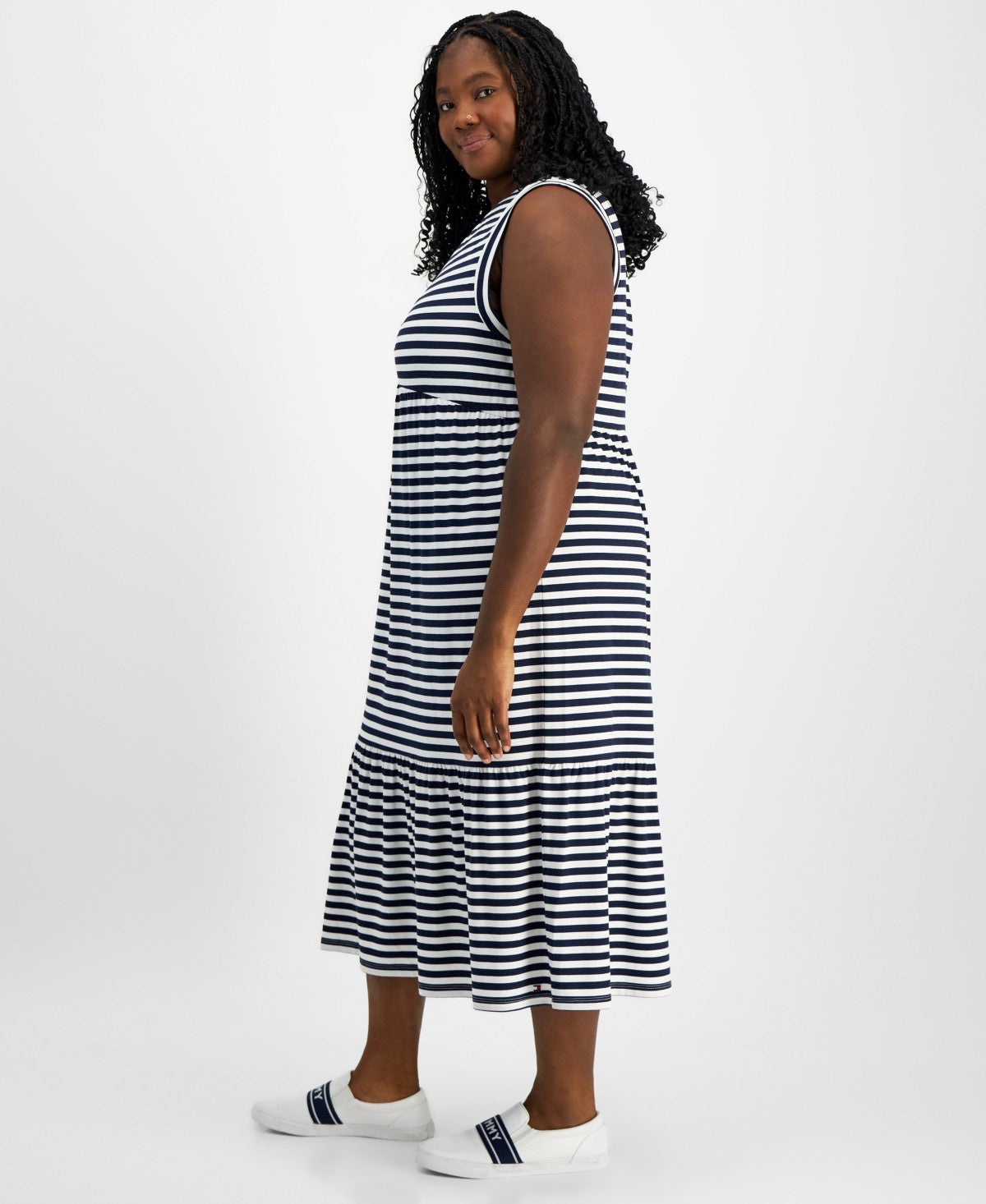 Tommy Hilfiger Plus Size Striped Sleeveless Blue Sky CaptainIvory Size 1X