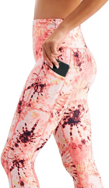 Ideology Women's Performance Printed Cropped Leggings (Dye Peachberry, X-Large)