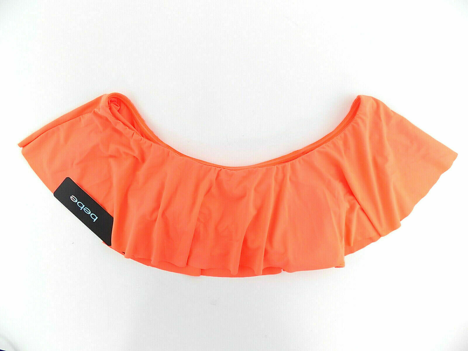 Bebe Womens Swim Bikini off-shoulder Top Neon tangerine Orange Size S MSRP $25