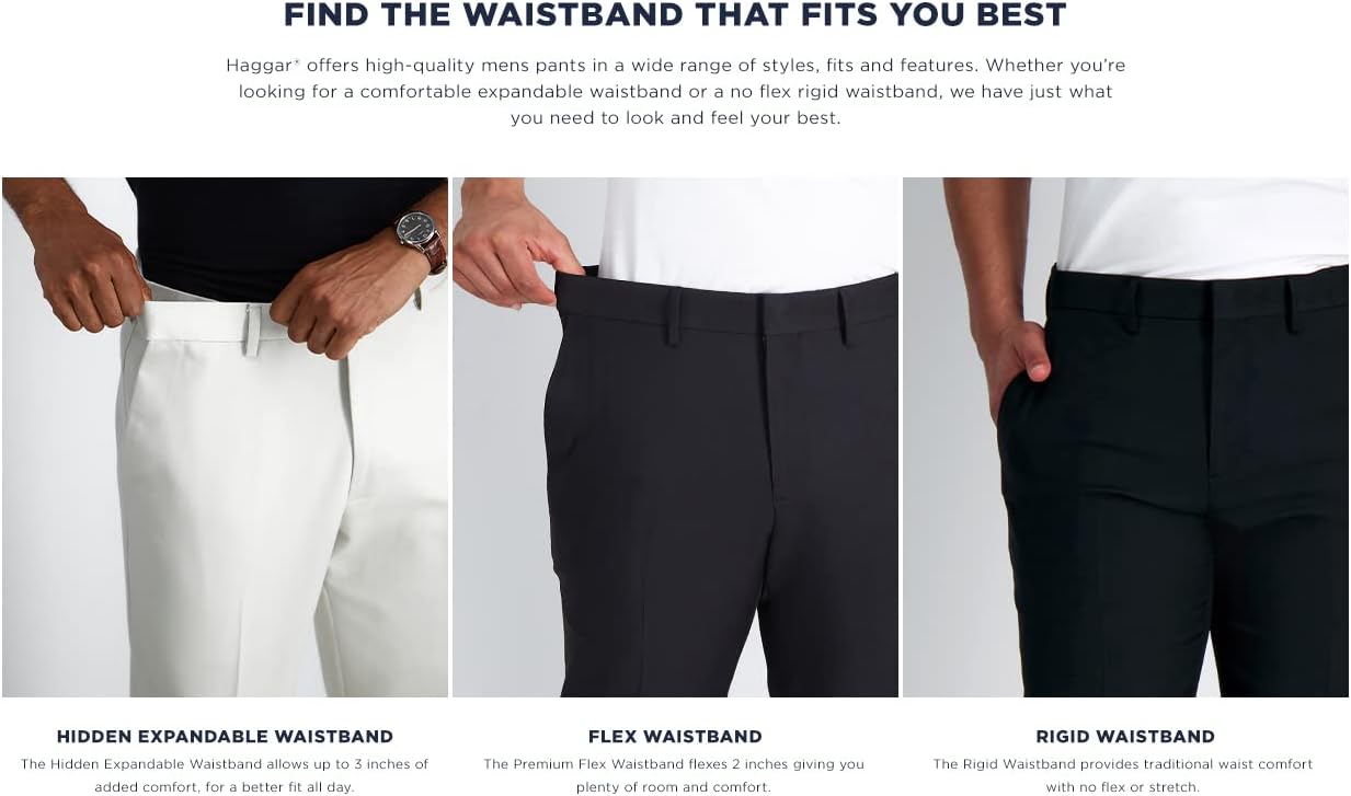J.M. Haggar Men's Classic Fit Flat Front Dress Pant, Navy, 32W x 30L